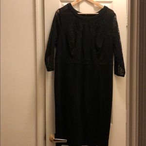 Black long lace sleeve dress